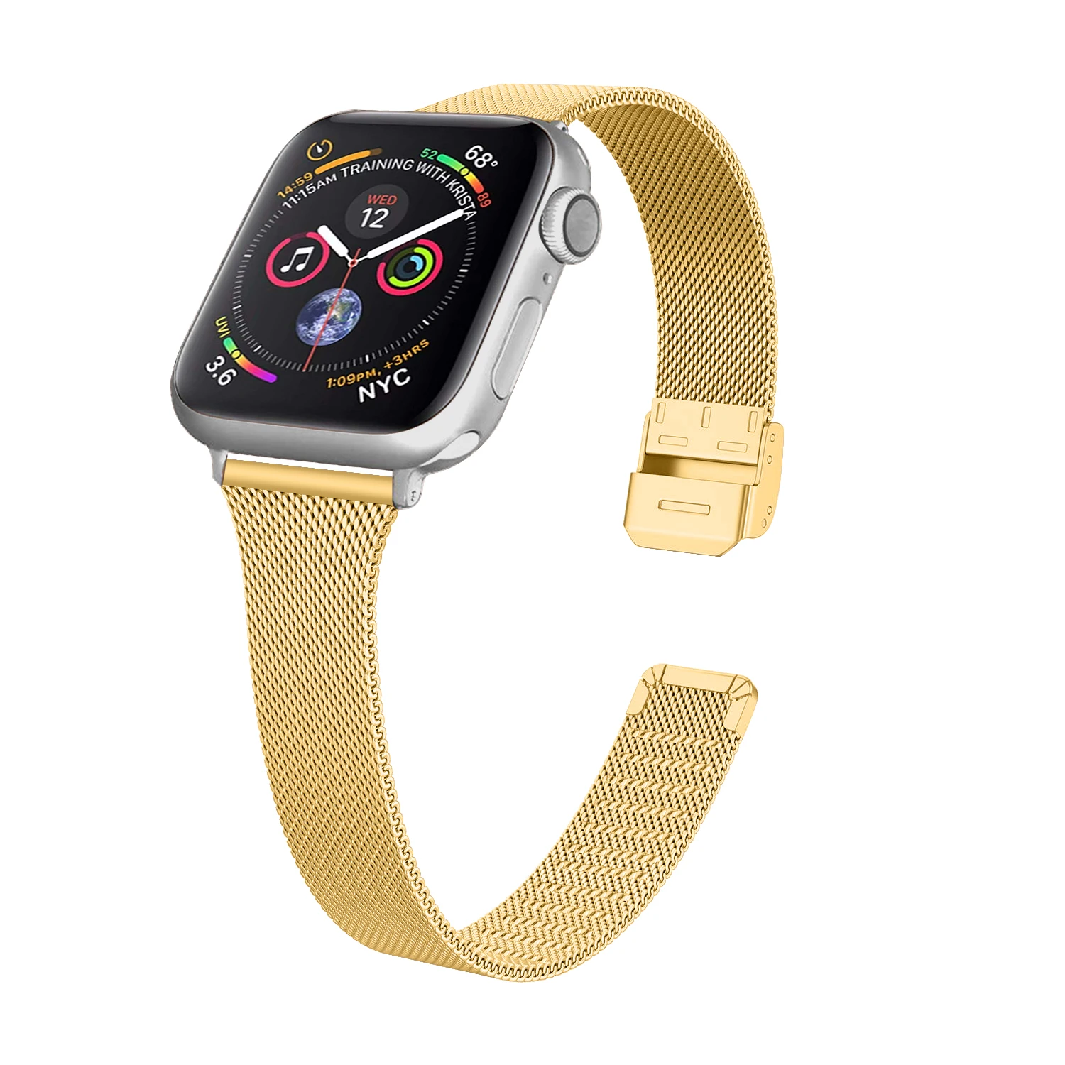 

Stainless Steel Metal milanese Loop Milanese Mesh Replacement Band with folding buckle for Apple Watch Band Series 5 4 3 2 1, Multi-color optional or customized