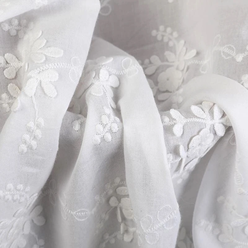 Anti-Pill 3D Flowers Embroidery Fabric Pure Cotton 50/51 Width for T-Shirts Sleepwear Bags Weddings Home Textiles for Boys