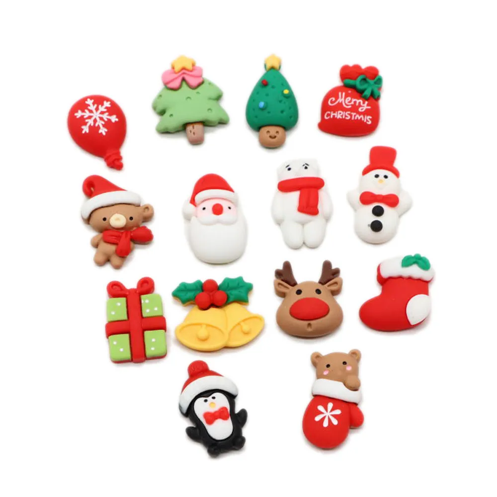 

New Christmas Charms Resin Flat Back Cabochon Xmas Tree Bell Party Jewelry Ornament DIY Decoration