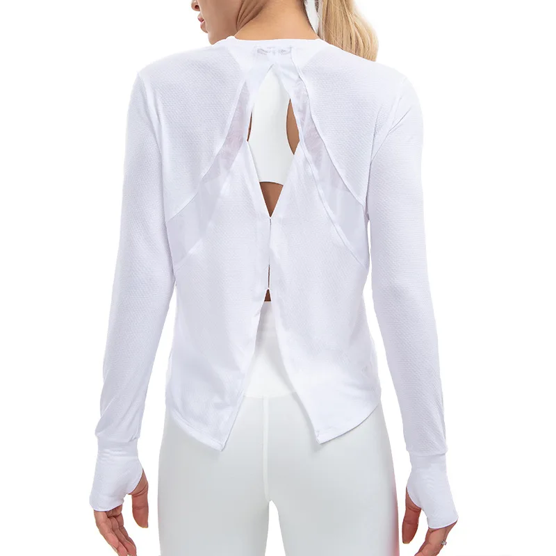 

Women Hollow Out Long Sleeve Loose Comfortable Ribbed Gym Active Yoga Shirts