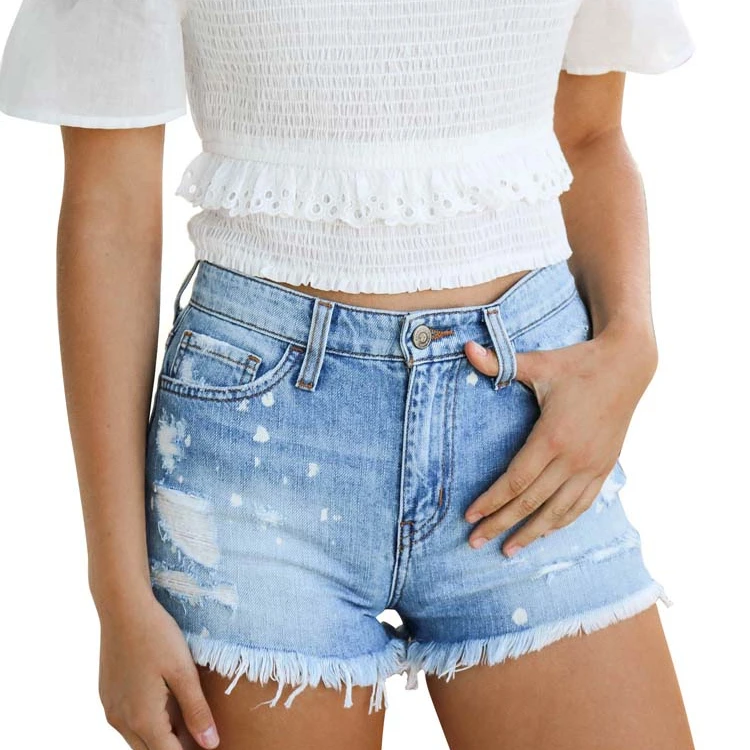 

2021 Fashion Woman Sexy High Waist Distressed Ripped Short Jeans Women Summer New Arrival Denim Short Trousers
