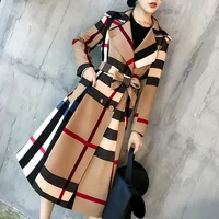 

High quality women ladies winter coats front pocket plaid coats without hooded