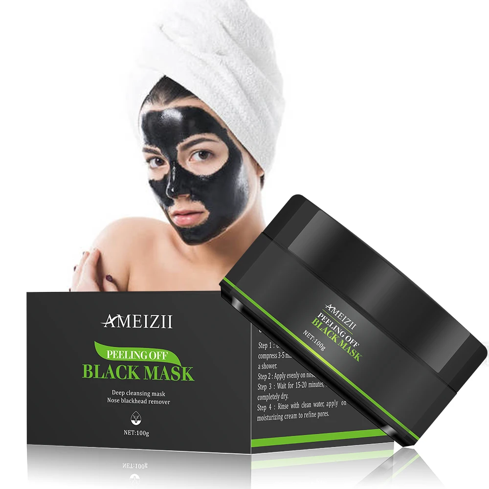 

Custom Organic Black Mask Mascarillas Faciales Skin Care Face Deep Cleaning Pore Firming Mud Mask Blackhead Peel Off Clay Mask