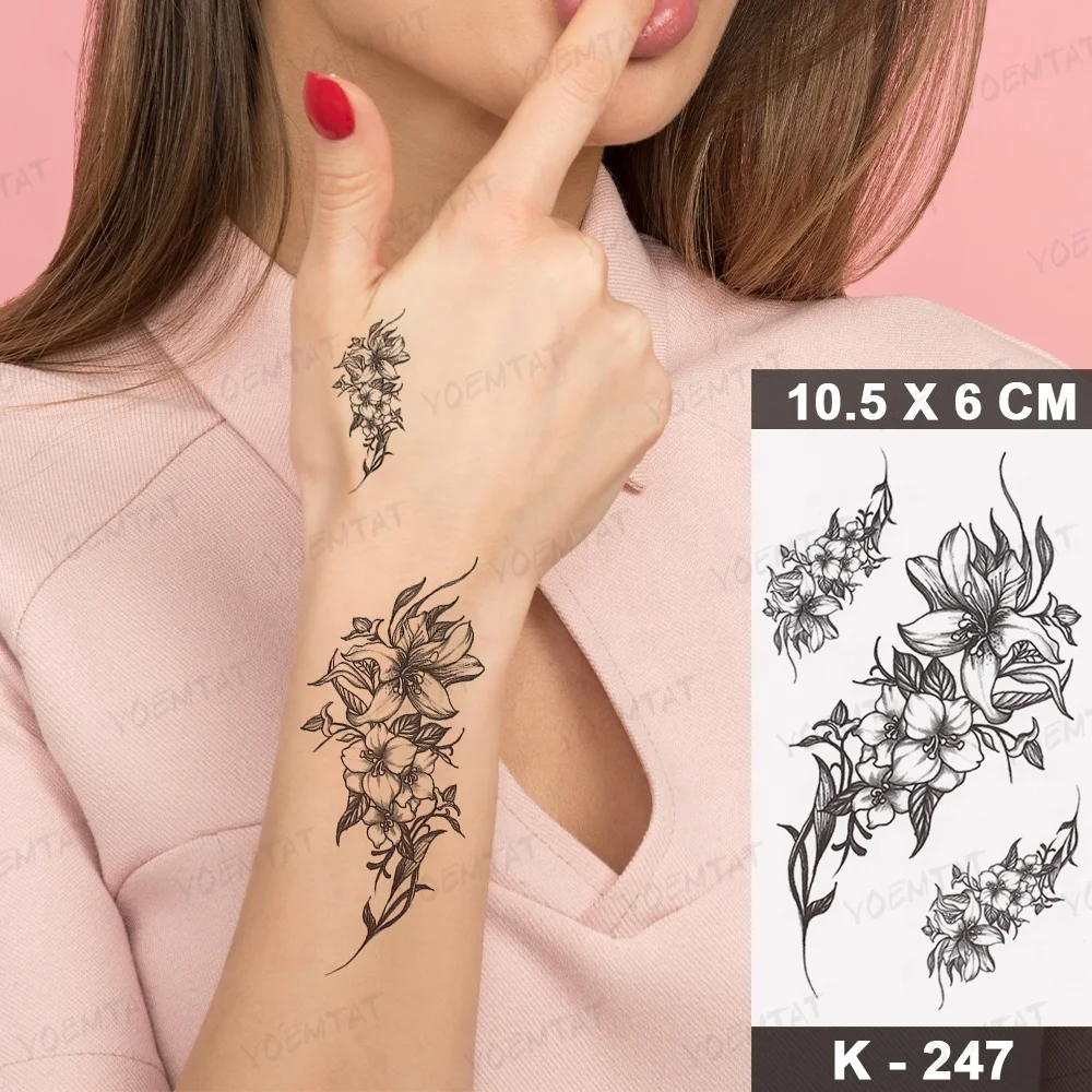 

Best Selling Sexy Black Flower Women Water Transfer Temporary Tattoo Sticker, Cmyk