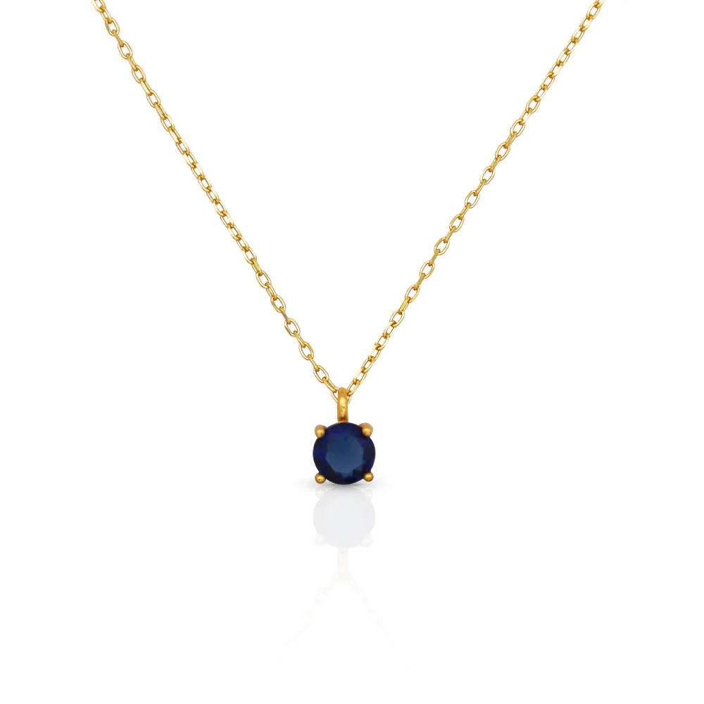 

Chris April Fine Jewelry 925 sterling silver gold plated 18k gold Minimalist sapphire pendant necklace for women, Yellow gold
