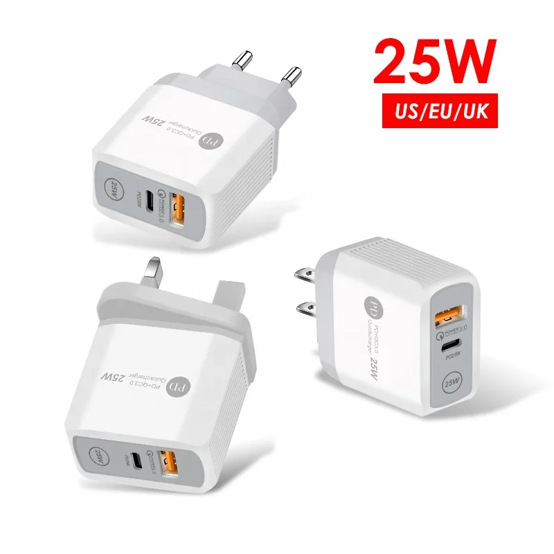 

Hot sale US/EU/UK 25w charger for samsung s105g charging wall type c with usb Super fast port charger