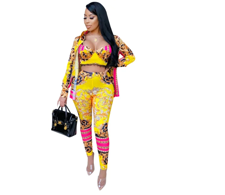 

Wholesale high quality fashion casual print silk fabric digital sexy printing hot sexy pants suit