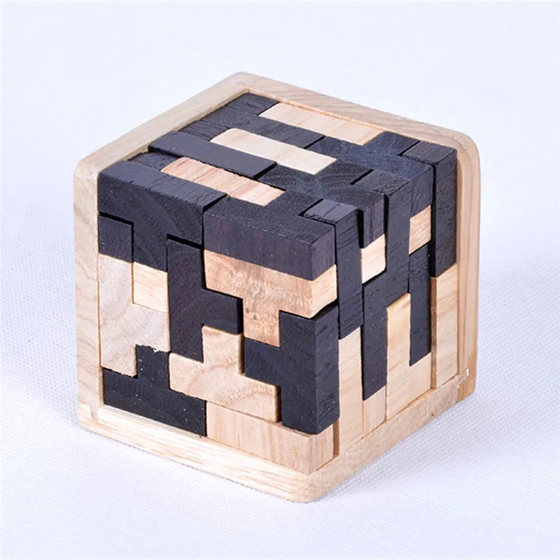 learning educational children wooden interlocking 3d puzzle cube
