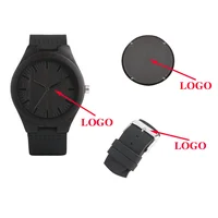 

Wholesale OEM Design Your Own Black Wooden Watch for Man Leather Strap