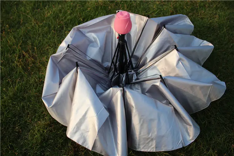 Promotional 3 Fold Mini Windproof Rose Shape Gift Handle Umbrella