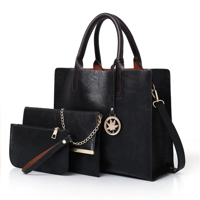 

Trending Pu Leather Lady handbags ladies 2021 3 Pieces Handbags Sets, 5 colors or customized colors