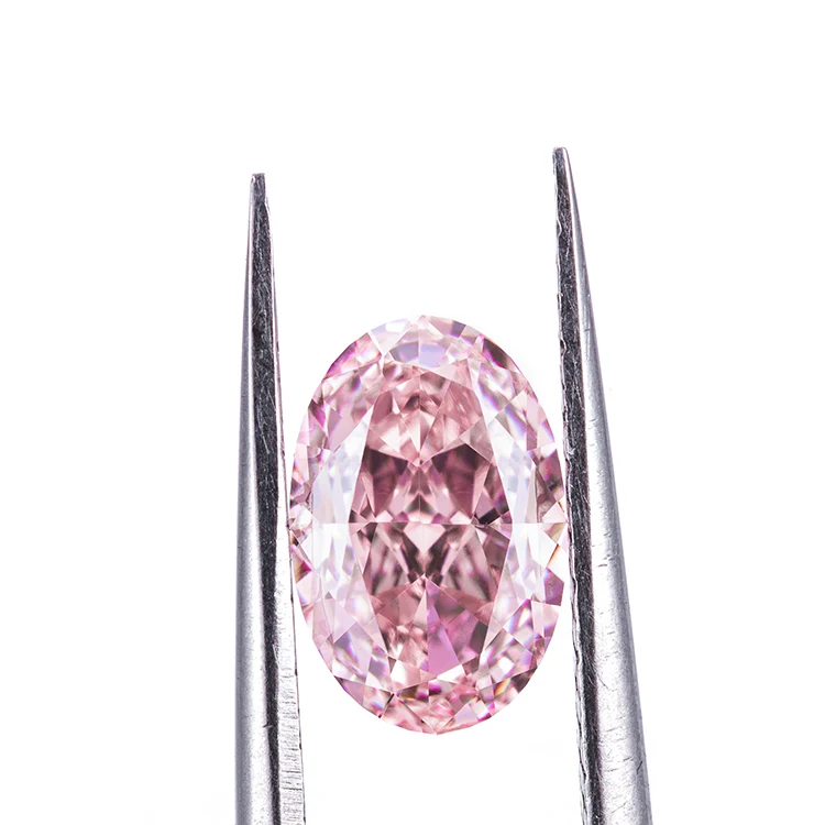 

Factory price hand made Oval Ice cut simulant stones diamond Loose Gemstone, Fancy pink diamond