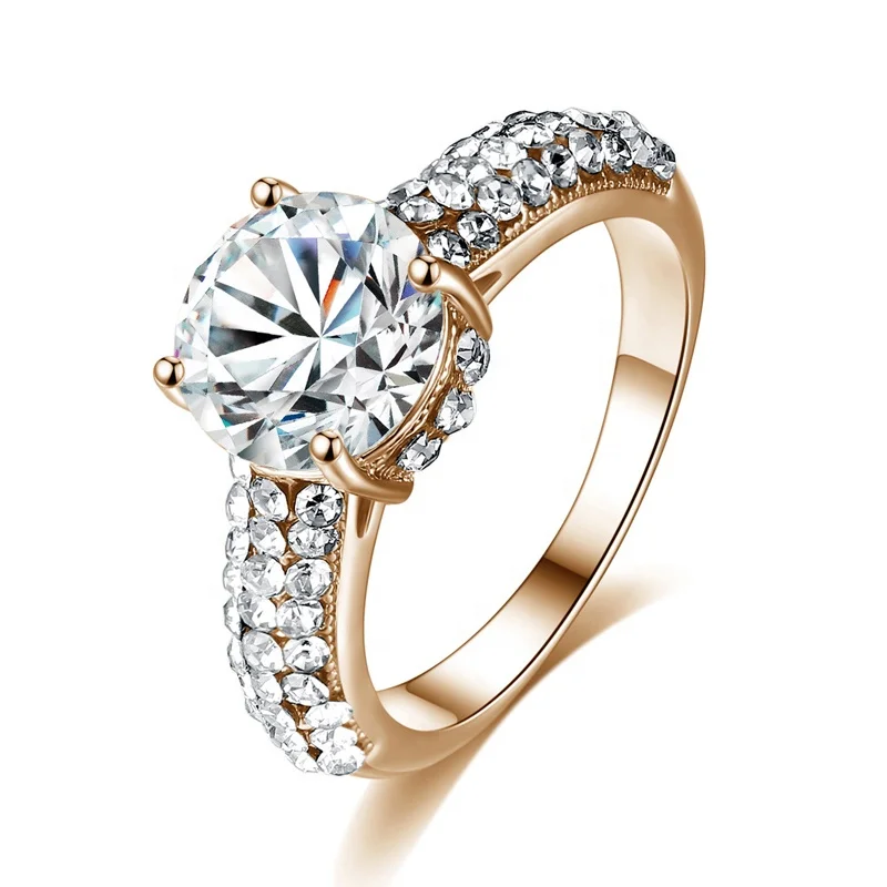 

Wedding jewelry golden silver plated elegant zircon ring R14