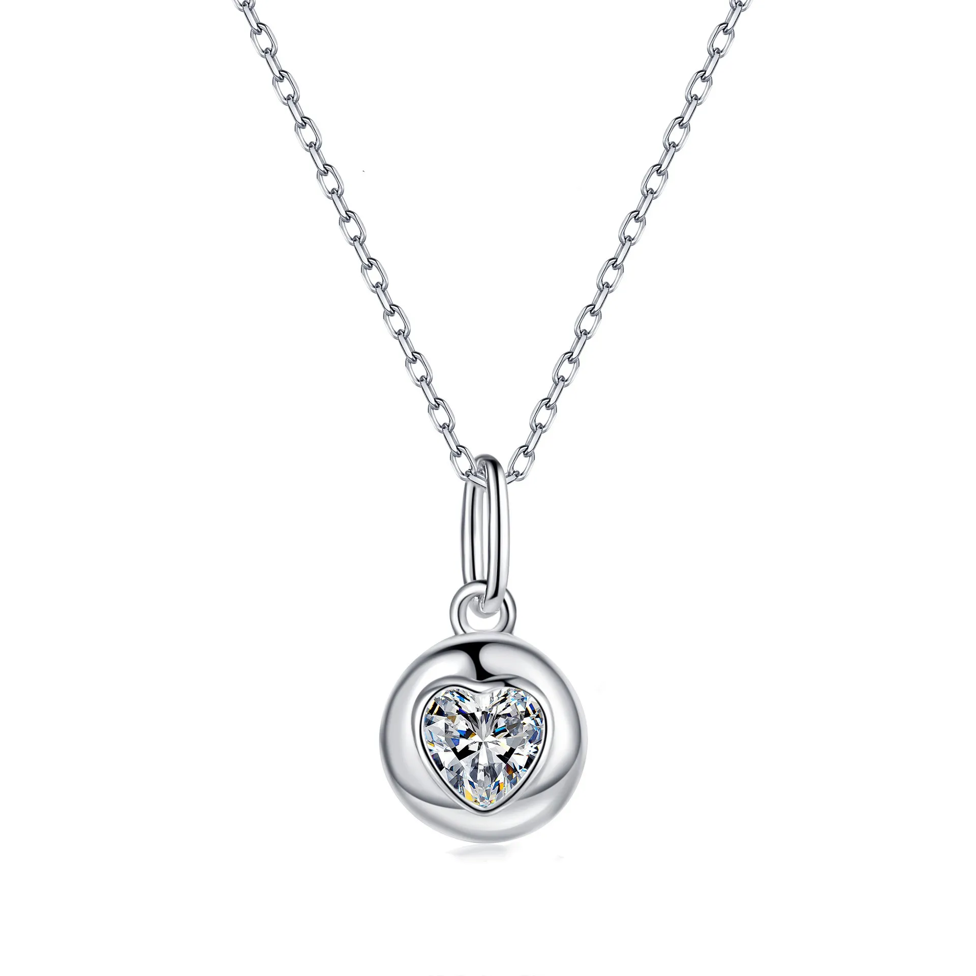 Waterproof Nickle Free 925 Sterling Silver 0.5ct Moissanite All Inclusive Heart Shaped Exquisite Fine Jewelry Women's Necklace