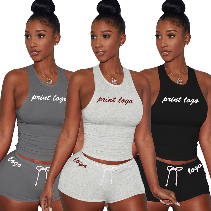 

Summer Casual Fashion 2 Piece Waist Belt Jumpsuit Sleeveless Sling Women Tracksuit Set