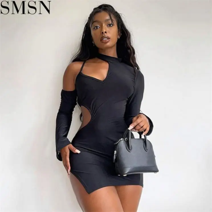 

Best Design Black Skinny Hollow Out One Shoulder Dress Cocktail Dresses Party Dresses