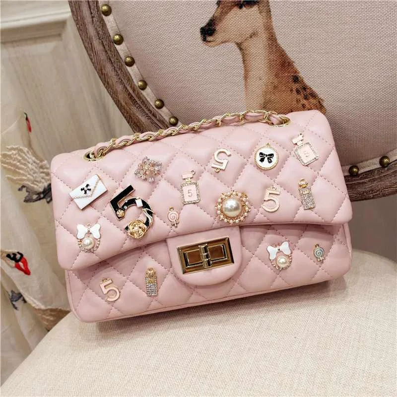 

2021 Female Wild Personality Set Rhinestone Rhombic Shoulder Messenger Bag Luxury Fashion Women Purse and Handbags sac a main