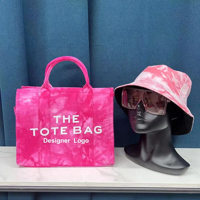 

The tote bag New Arrival Brand Designer Purse and handbag luxury women large capacity canvas tote bag and bucket hat glasses set, 6 colors
