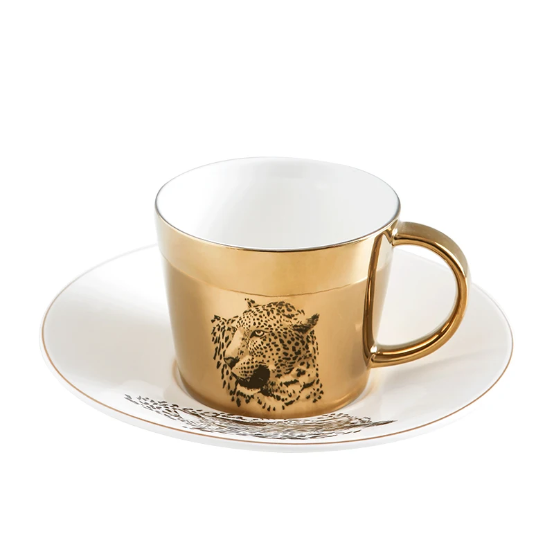 

Customize specialty cafe anamorphic animal mirror cappuccino coffee tea cup and saucer set