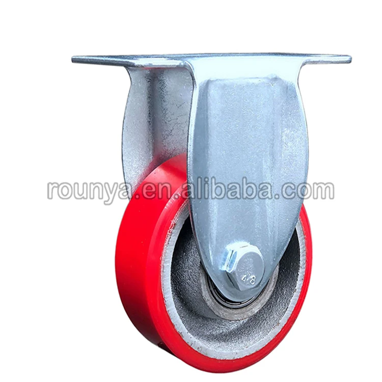 
Medium duty PU caster cast iron red polyurethane caster wheel 