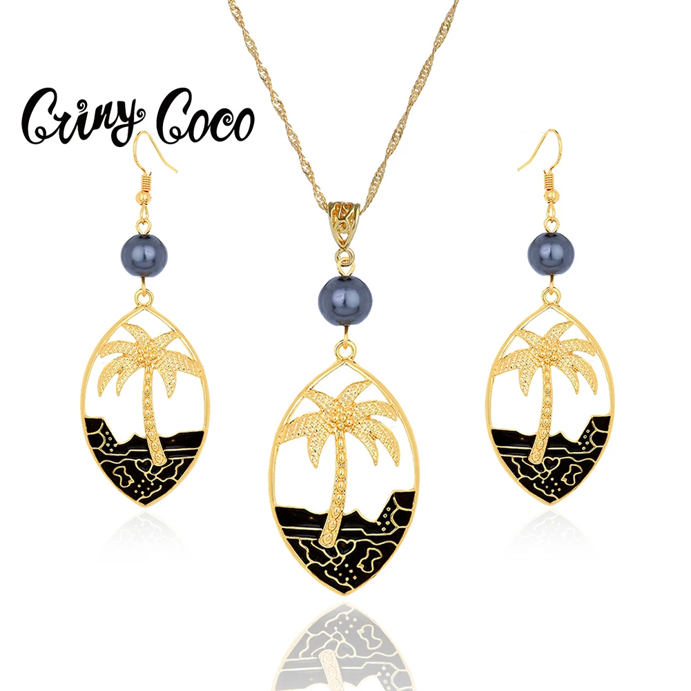 

Cring CoCo Zinc Alloy Earrings Dangling Tree Drop Polynesian 14K Gold Plated Jewelry Guam Hawaiian Jewelry Sets Wholesale, Picture shows