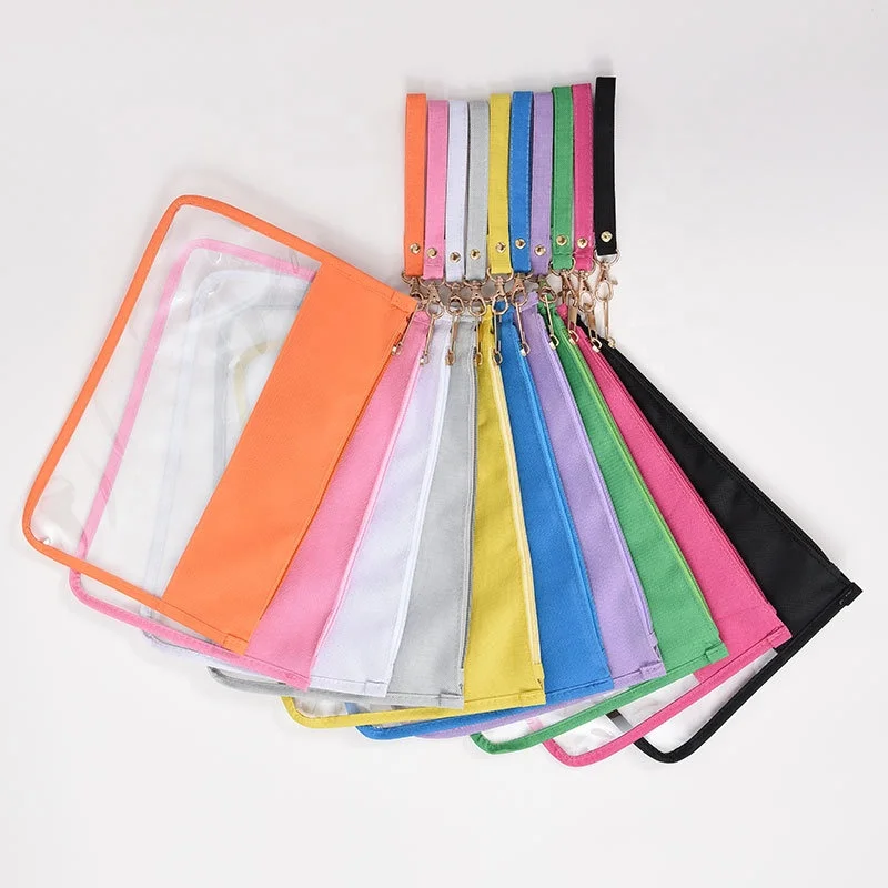 

Free Shipping Letter Patch Zipper Wristlet Purse PVC Transparent Stadium Bag Clear Cosmetic Bag