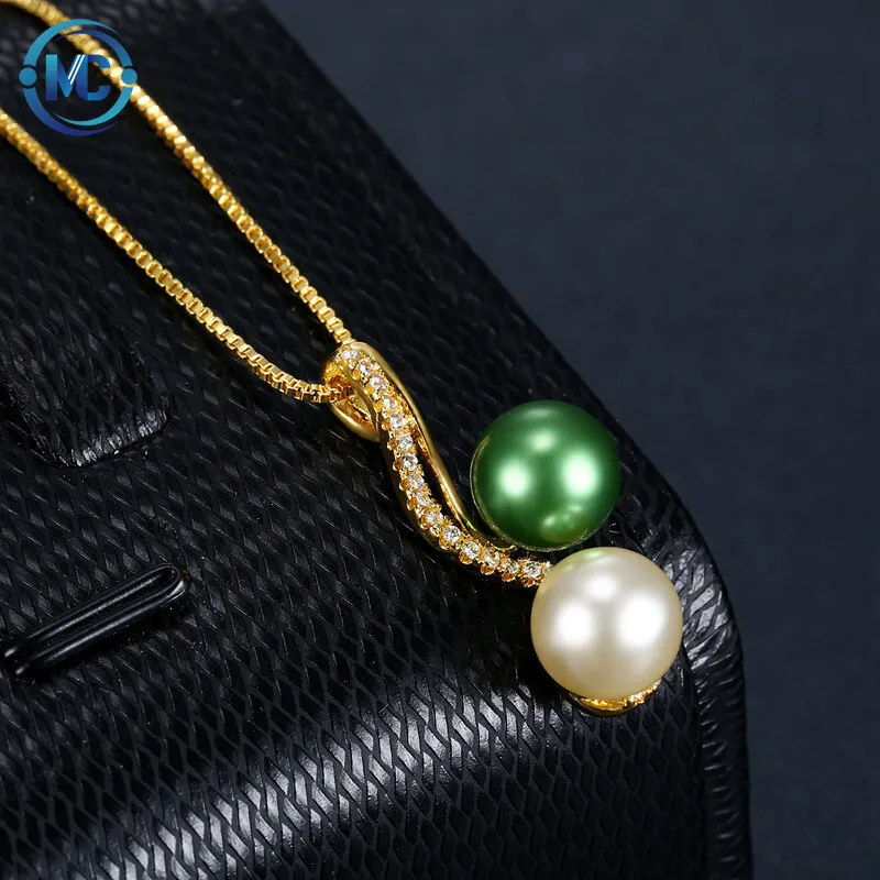 

2021 Luxury jewelry Rhinestone pendent two pearls charm designs wholesale