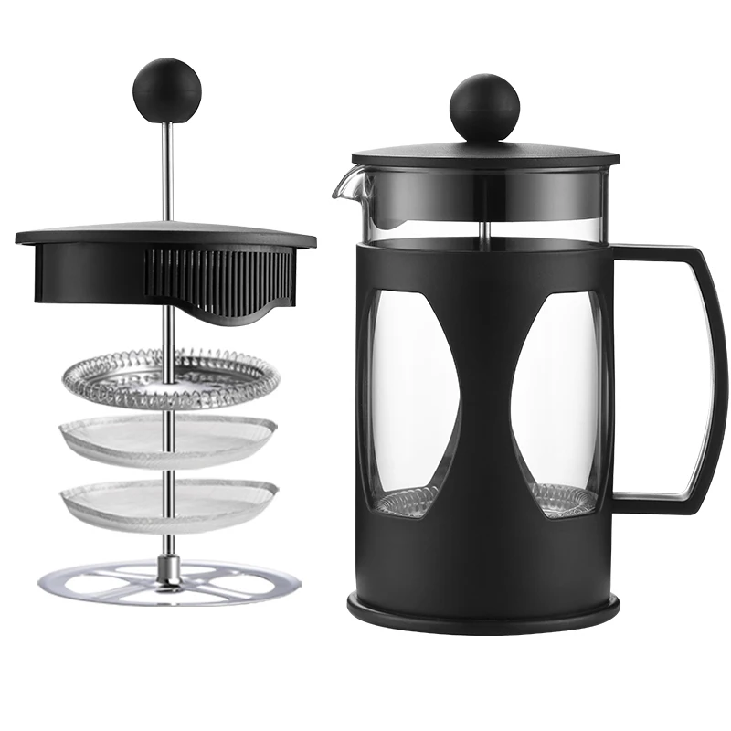 

600ml, 20oz, Black, Custom Coffee Press Premium French Press Coffee Pot With Stainless Steel Mesh Fliter