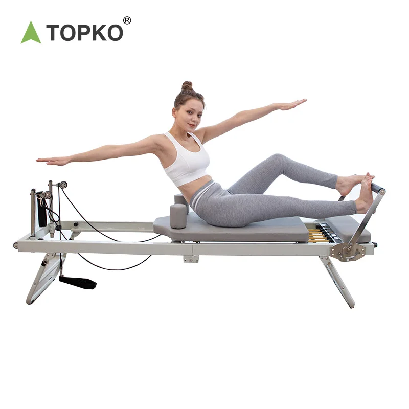 TOPKO Stock Wood Reformer Pilates Machine Equipment Reformer Machine Stretch Yoga Training Fitness Home Gym Yoga Pilates
