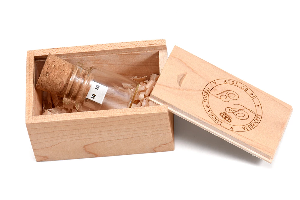 USB 3.0 wooden slider box + drift bottle model USB flash drive 4GB 8GB 16GB 32GB 64GB 128GB Pendrive stick Custom LOGO - ANKUX.COM