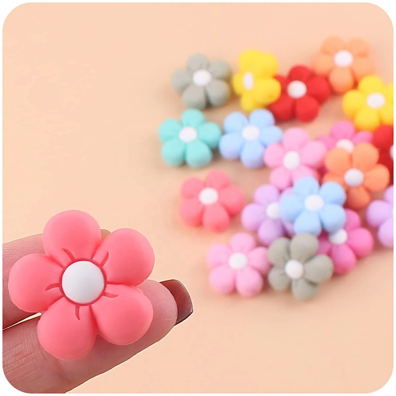 

Summer Colorful Cartoon Loose Silicone Spacer Beads for Adults DIY Bracelets Necklaces Daisy Flower Silicone Bead