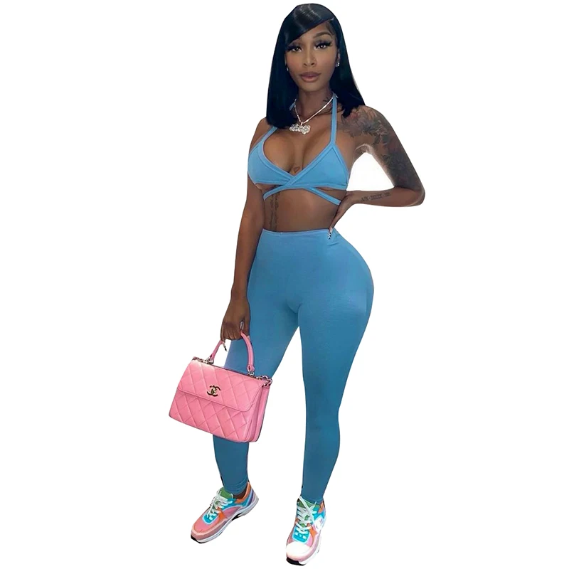 

2021 2 Piece Pants Set Summer solid color T-shirt Outfits Two Piece Biker Short Sets For Women Clothing, Customized color