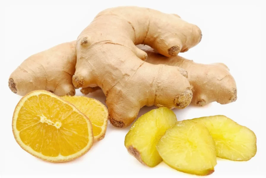Different forms of ginger preparations for sore throat including fresh root, tea, and supplements