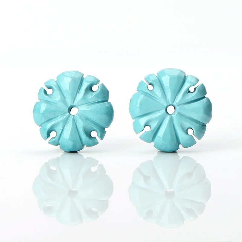 

15-17mm Custom Best Gift Turquoise Carvings Flower Loose Gemstone Bead For DIY Making Jewelry