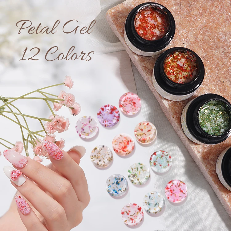 

RS Nail Polish UV Gel Free Sample 12 Color Petal Gel Cheap Nail Gel For Women