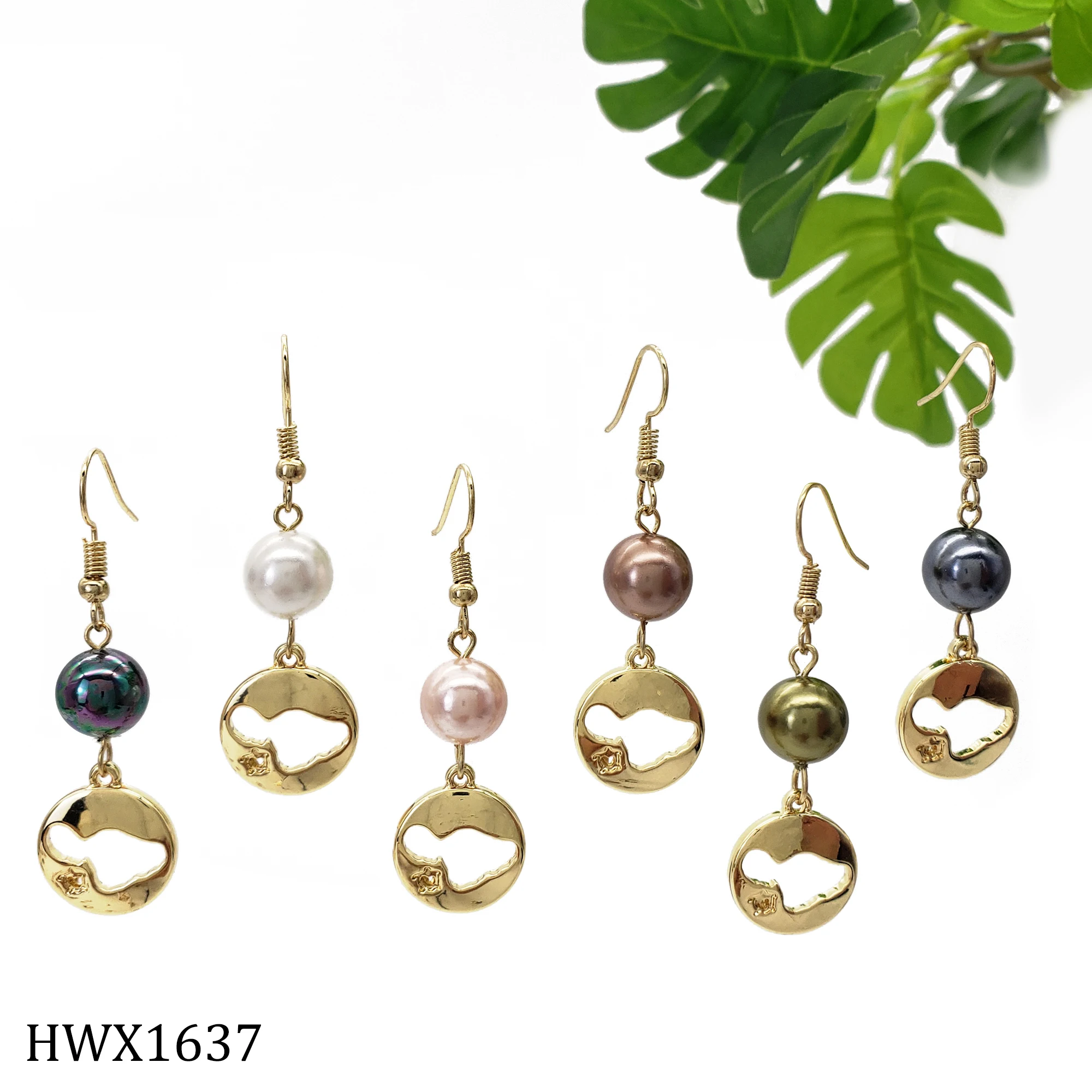 

Vintage Geometric Gold Island Earrings For Women Hawaiian Jewelry Pearl Dangle Drop Earrings