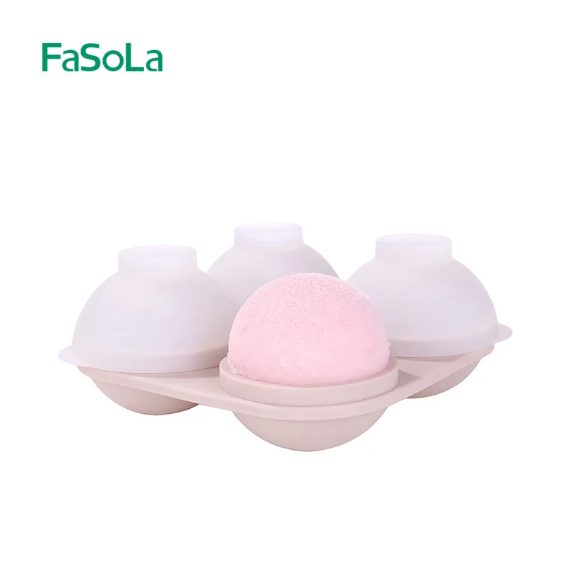 

FaSoLa ECO-friendly food grade Creative silicone 4 cavities ice balls mold for Whiskey