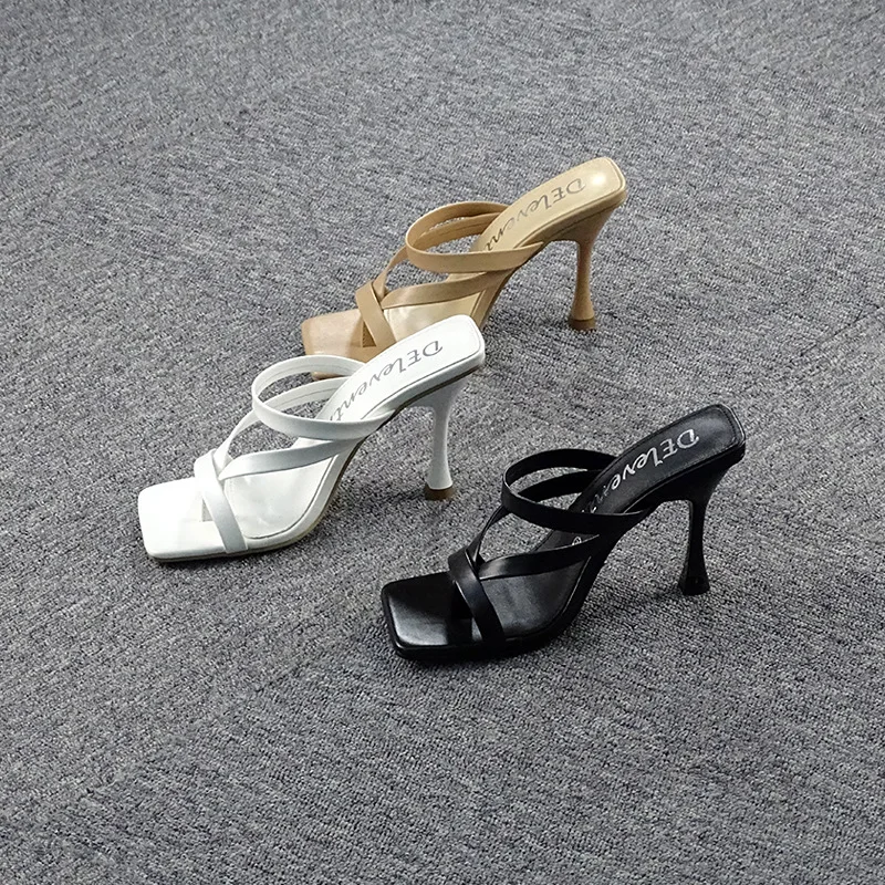 

Wholesale European and American cross-border fashion 2021 new high-heeled sandals and slippers female plus size, Customized color