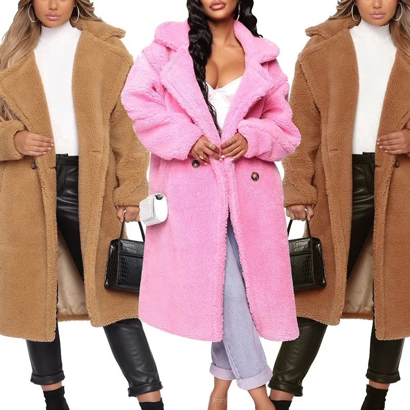 

New fashion long shearling coats and jackets for women girls winter coats teddy coat women