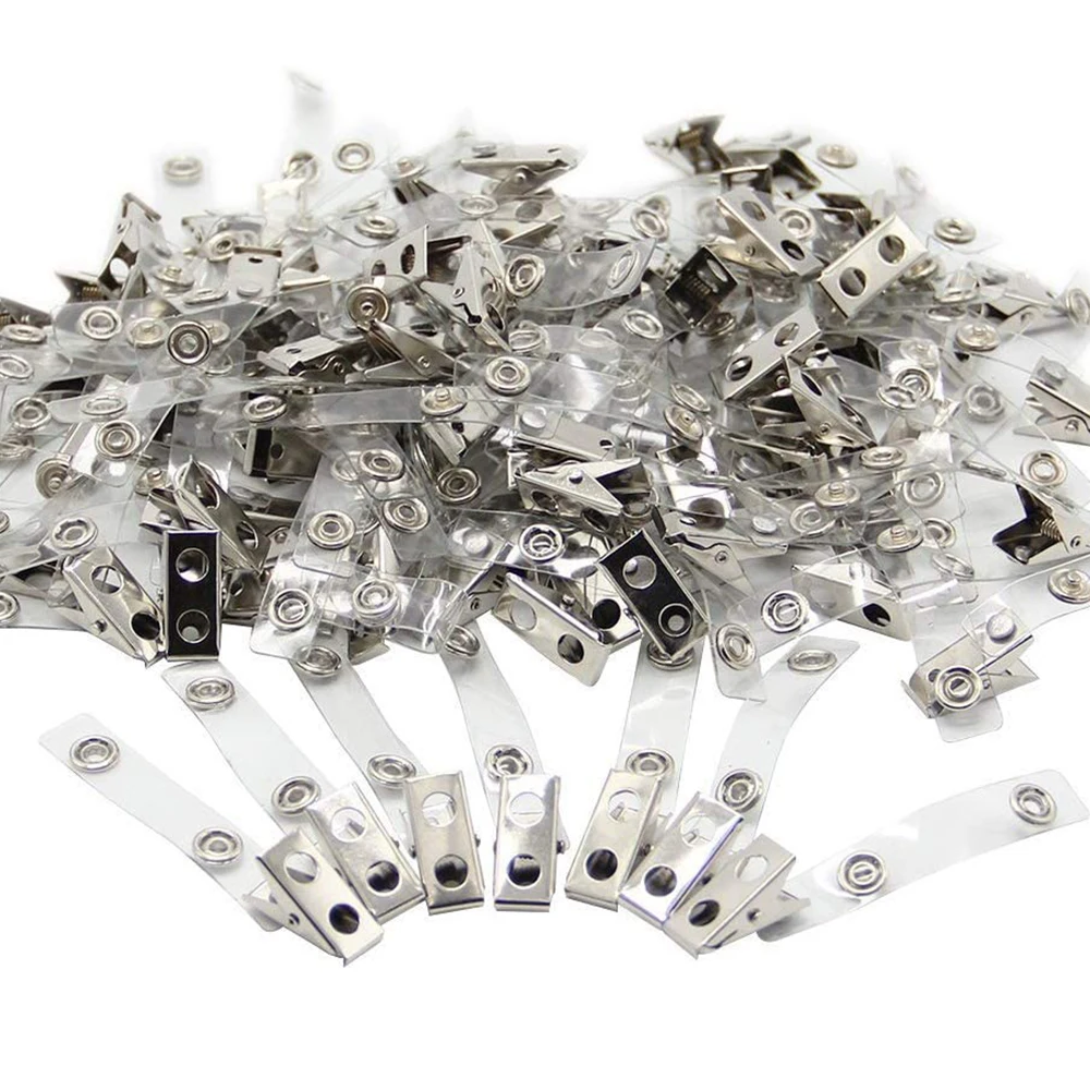 Promotional Metal Id Badge Clips With Clear Vinyl Straps Buy Metal