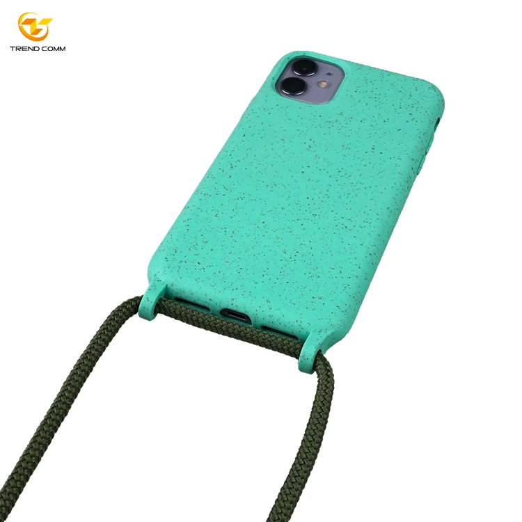 

New Style Adjustable Necklace 100% Compostable Plastic Mobile Phones Case For iPhone 11