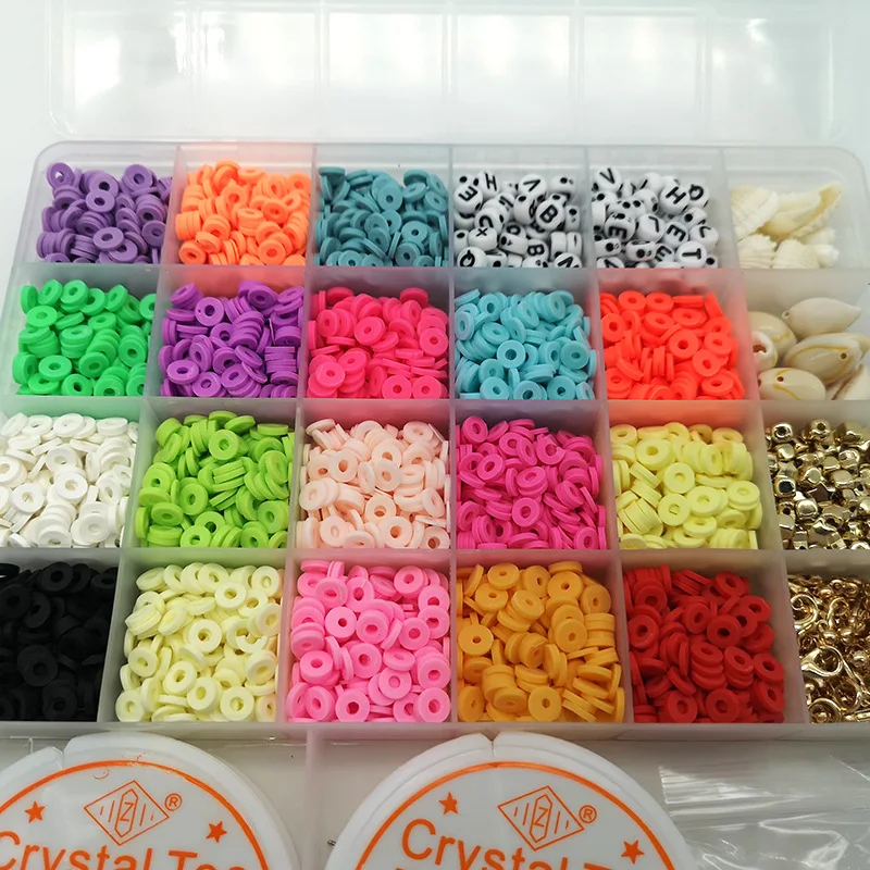 

26 grids  polymer DIY clay beads jewelry making heishi beads clay Flat Round Clay Spacer Letter Beads Pendants set box