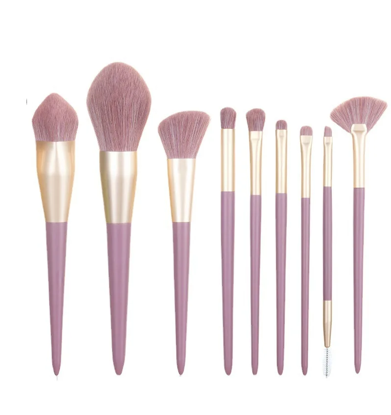 

Free Sample Professional Makeup Brochash De Maquillaj Foundation Contouring Brush Beginner Full blending Brush Set, Purple