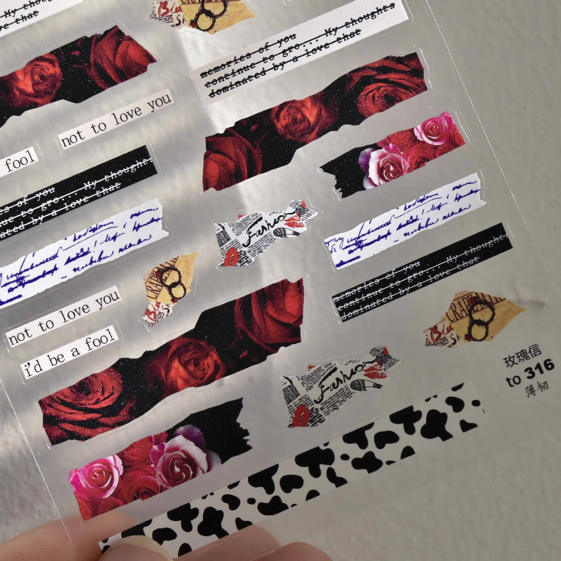 

Paso Sico 2021 Thin Retro  Designs Rose Flower 5D Japanese Butterfly Lady Paper Nail Art Decor Sticker Manicure Foils