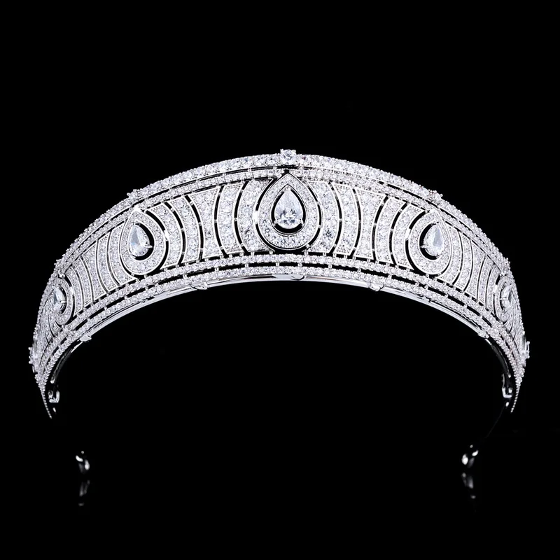 

New Style High Luxury Zircon Zirconia Prom Headpiece Bling Shiny Wedding Bridal Tiara Crown, Gold