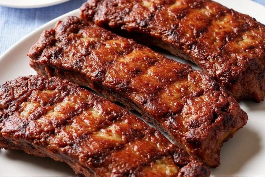 Ribs cooking inside oven