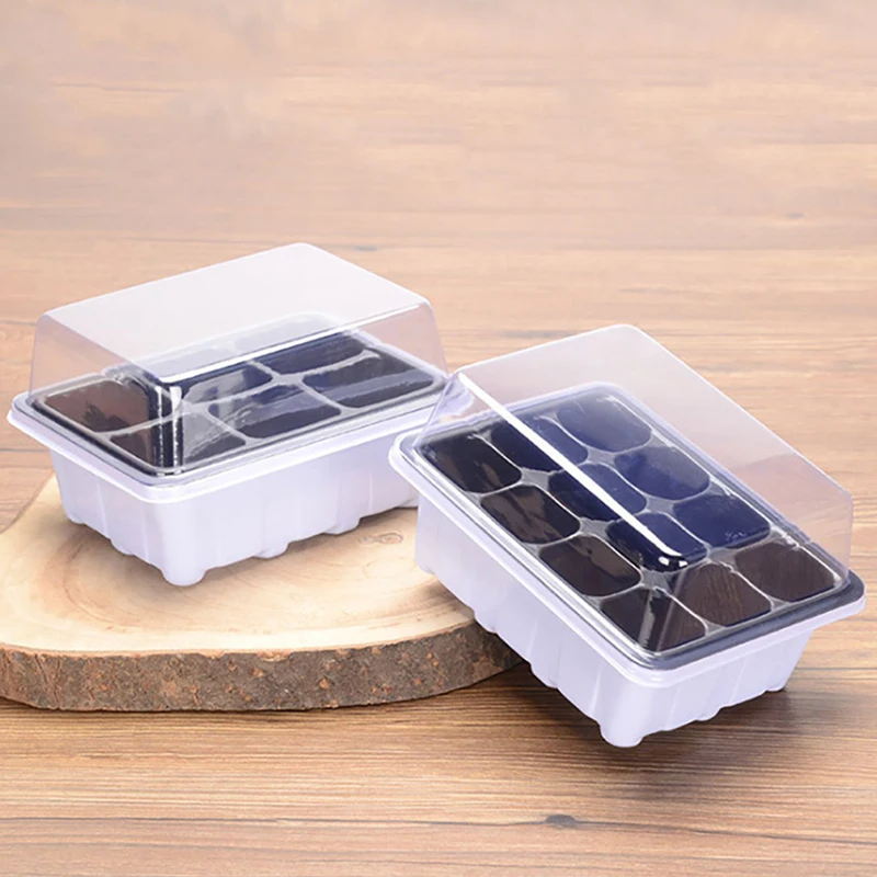 

Quality Seed Germination Box Plastic Nursery Seedling Tray Plant Hydroponic Trays With Cover, Black /white