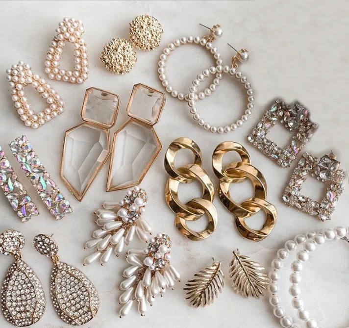 

ZA Fashion Crystal Drop Earrings Vintage Simulated Pearls Earrings Maxi Geometric Statement Earrings for Women Jewelry