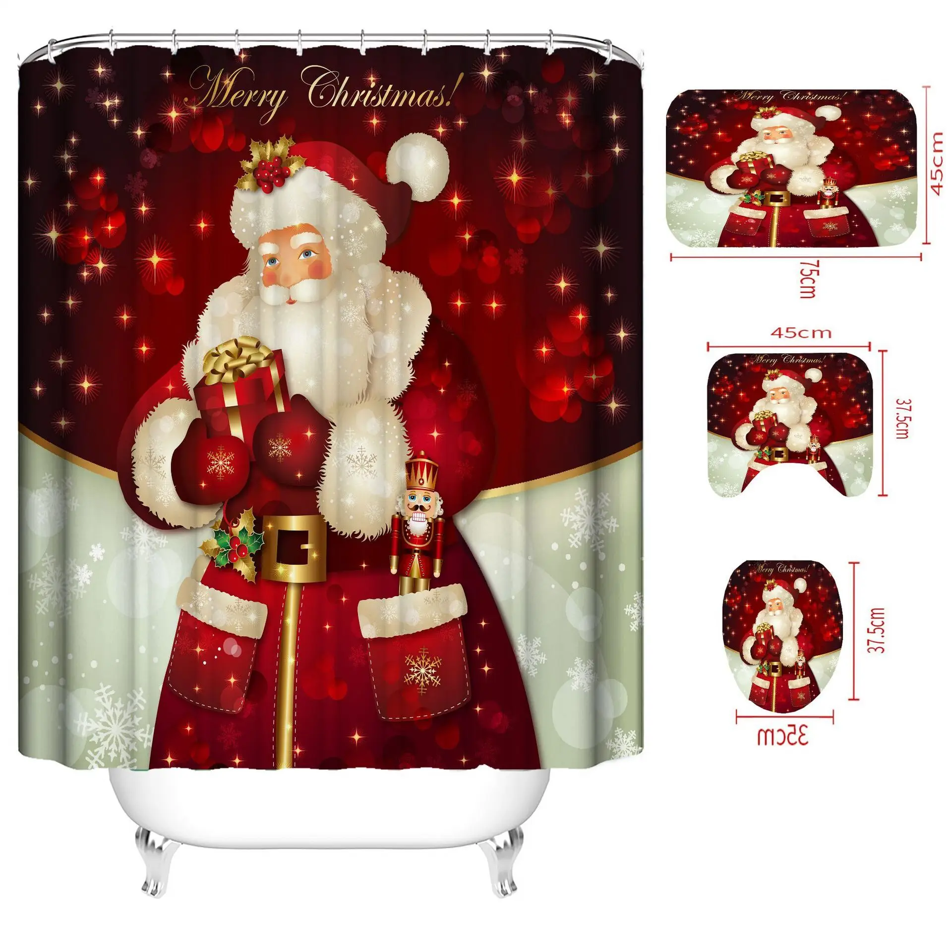 

Hot selling special luxurious Christmas 3D printed custom shower curtain, Picture