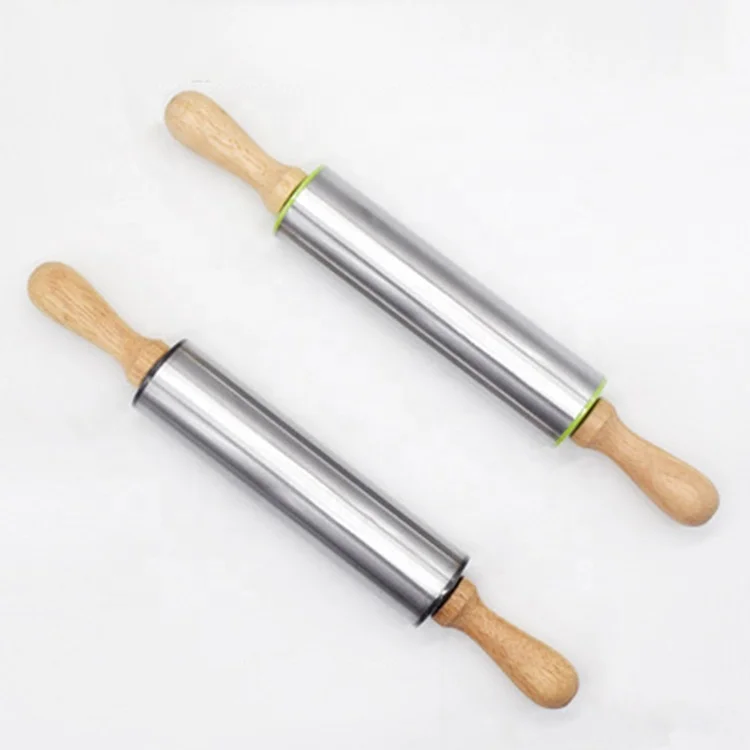
Home Use Stainless Steel Adjustable Rolling Pin With Measurement Gift Two Cake Molds 